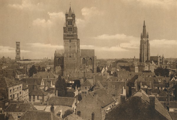 'Les trois Tours (Beffroi, Cathédrale et Eglise Notre-Dame)', c1928. Artist: Unknown.