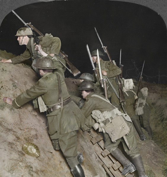 'Fighting throught the night at Mory', France, World War I, c1914-c1918. Artist: Realistic Travels Publishers.