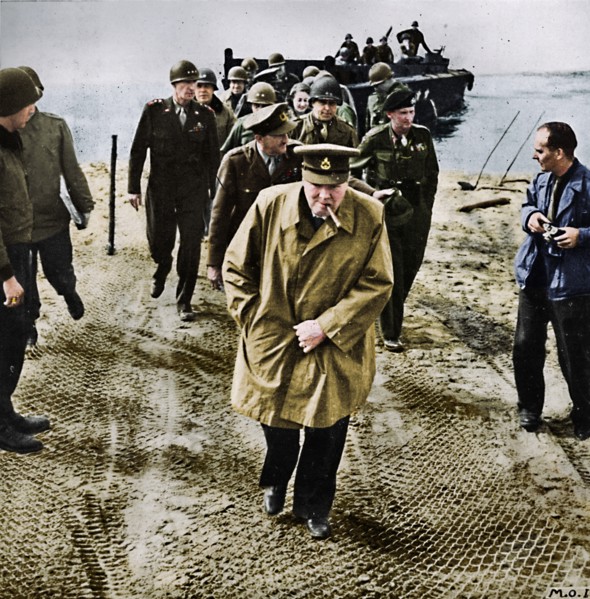 'Winston Churchill across the Rhine. Outwards into Germany! Onwards to Victory!', 1945. Artist: Unknown.