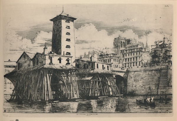 'La Pompe Notre-Dame (9th State, 6 3/4 x 9 7/8 Inches)', 1852, (1927). Artist: Charles Meryon.