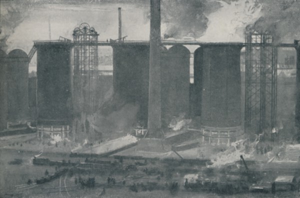 'Blast-Furnaces at Bell Bros.' Iron Works, Middlesborough', 1910. Artist: Unknown.