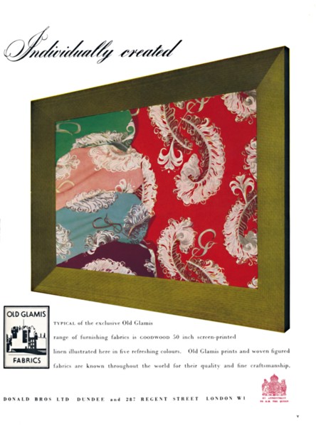 'Individually created - Old Glamis Fabrics advertisement', c1945. Artist: Unknown.