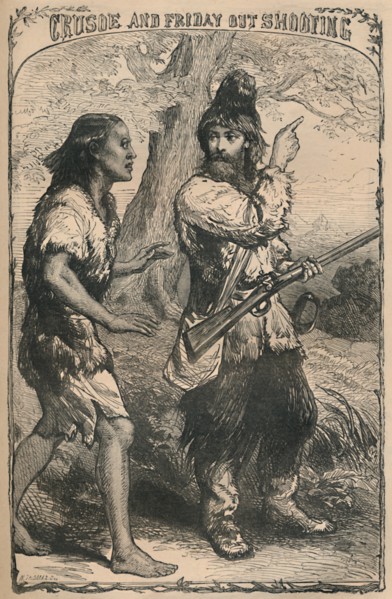 'Crusoe and Friday Out Shooting', c1870. Artist: Unknown.