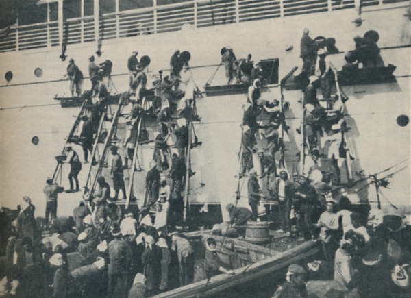 'A Novel Method of Coaling at the port of Yokohama', 1936. Artist: Unknown.