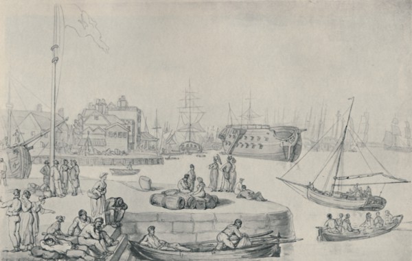 'The Quay, Blackwall Docks', 1810', (1920). Artist: Thomas Rowlandson.