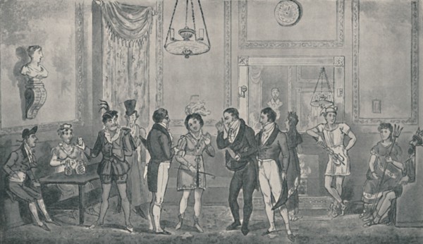 'The Green Rooom at Drury Lane Theatre, 1821', (1920). Artists: Isaac Robert Cruikshank, George Cruikshank.