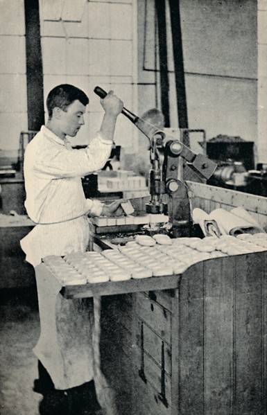 'Stamping Blocks of Soap', c1917. Artist: Unknown.