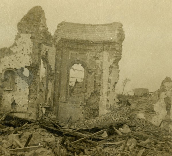 Ruined church, Combles, northern France, c1914-c1918. Artist: Unknown.