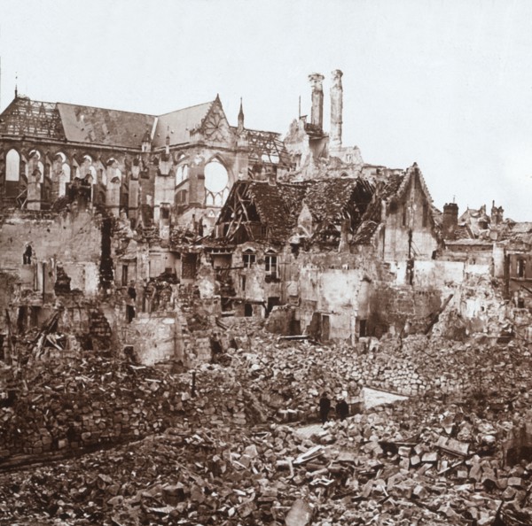 Soissons Cathedral, Soissons, northern France, c1914-c1918.  Artist: Unknown.