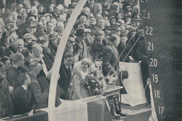 'HRH Duchess of York with Duke of York, launching Strathmore on April 4, 1935', (1936) Creator: Unknown.