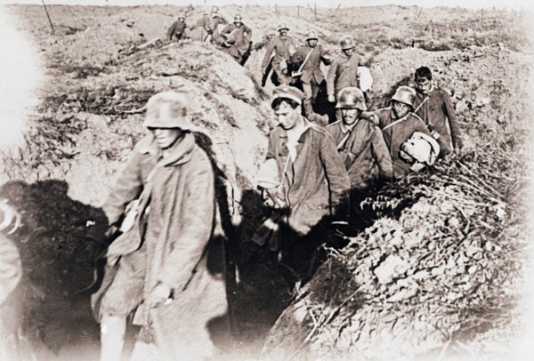 Germans surrendering at Laffaux, northern France, c1914-c1918. Artist: Unknown.