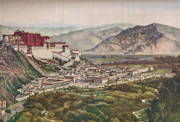 'Frowning Cliffs of Lihasa's Red-Walled Palace Set Perfectly On Its Hill', c1935. Artist: ENA.