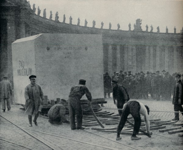 'Transporting a Modern Triumph of Carrara Quarrying Through Rome', c1935. Artist: GPA.