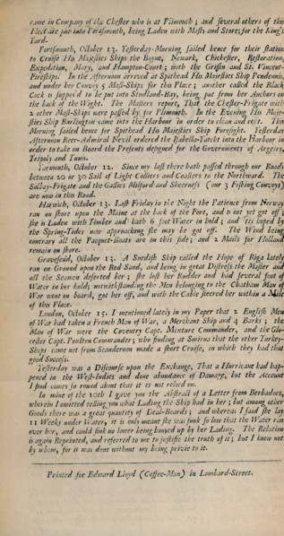 'Lloyd's News. London, October 15, 1696 - Numb. 20', 1928. Artist: Unknown.