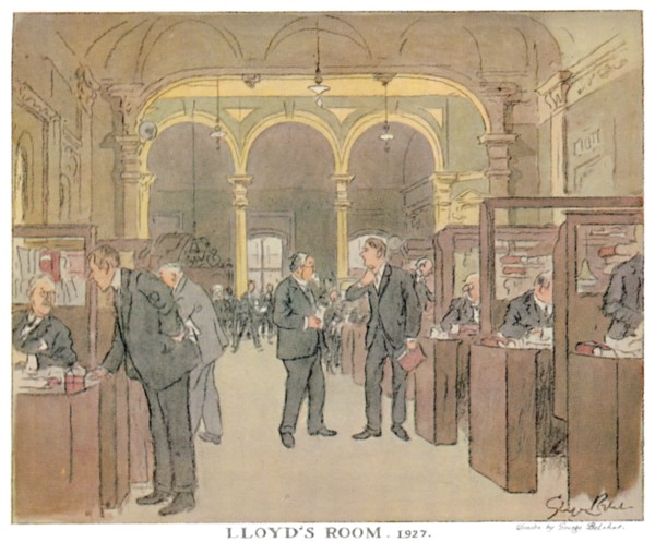 'Lloyd's Room. 1927 - As Seen by a Punch Artist', (1928). Artist: Unknown.