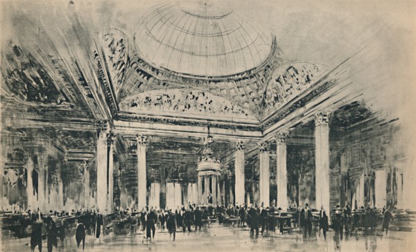 'Lloyd's New Building: The Underwriting Room', 1928. Artist: Unknown.