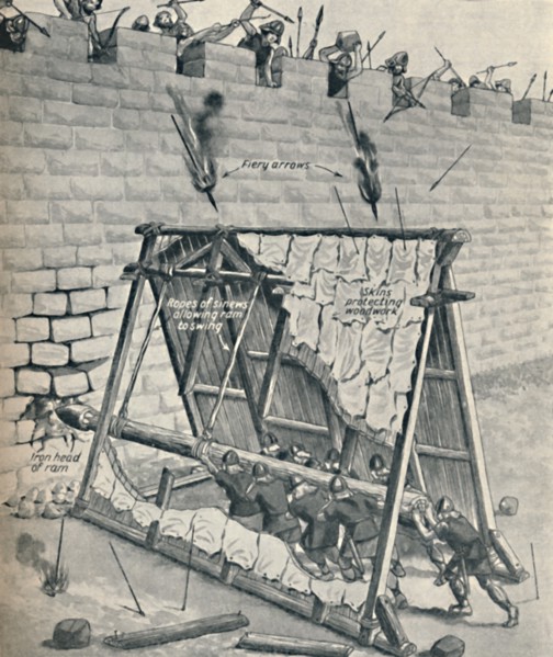 'Saxons Battering Down A City Wall', c1934. Artist: Unknown.