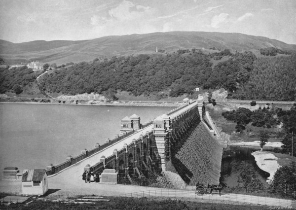 'The Dam, Lake Vyrnwy', c1896. Artist: Valentine & Sons.