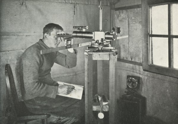 'Dr. Simpson at the Unifilar Magnetometer', 1911, (1913). Artist: Herbert Ponting.
