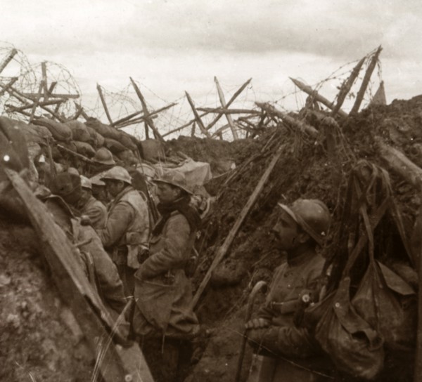 Listening post, front line, c1914-c1918. Artist: Unknown.
