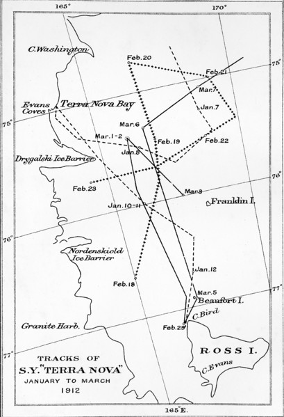 'Tracks of S.Y. Terra Nova - January to March 1912', 1913. Artist: Unknown.