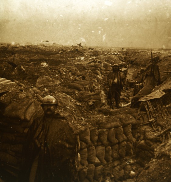 Trenches on the front line, Moulin de Souain, northern France, c1915. Artist: Unknown.