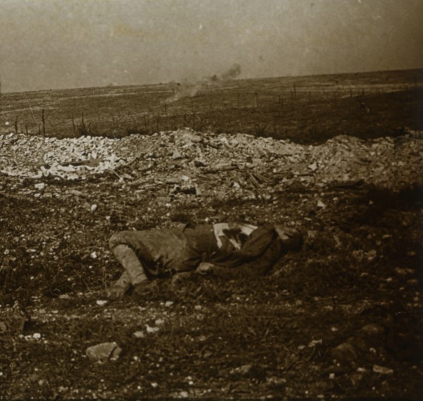 Body with barrage fire in the distance, c1914-c1918. Artist: Unknown.
