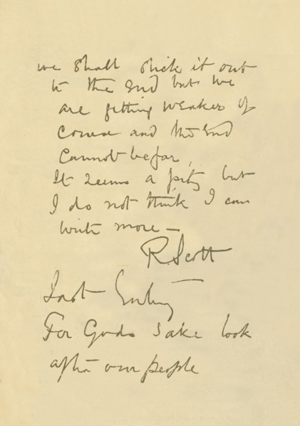 'Facsimile of Message to the Public', 29 March 1912, (1913). Artist: Robert Falcon Scott.