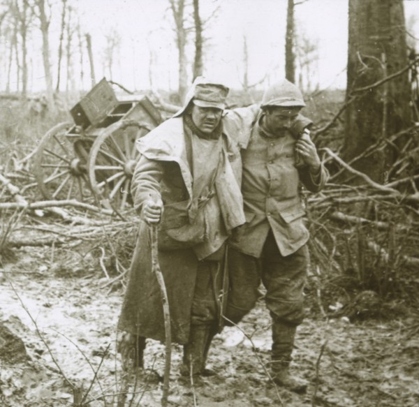 Wounded soldier, Verdun, northern France, 1916. Artist: Unknown.