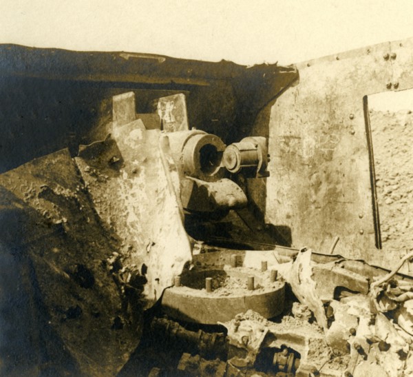 Interior of a tank which has been torn open, c1914-c1918. Artist: Unknown.