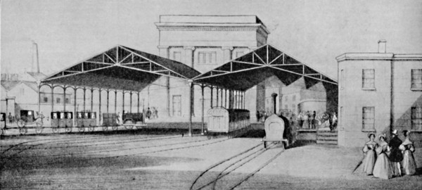 'Railway stations in the early days were strangely primitive affairs', c1934.  Artist: Unknown.