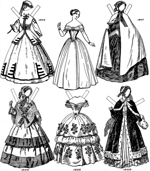 'The Great Gallery of British Costume: Some Women's Fashions from 1843 to 1893', c1934. Artist: Unknown.