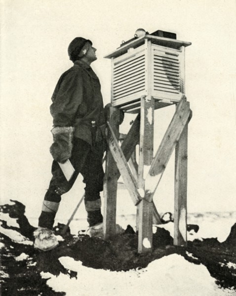 'Dr. Wilson Watching the First Rays of Sunlight Being Recorded', c1911, (1913). Artist: Herbert Ponting.