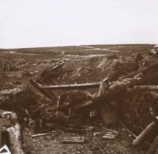 Bombarded battery, Clery, France, c1914-c1918. Artist: Unknown.