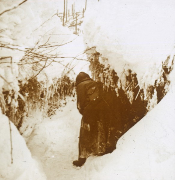 Trenches in the snow, Alsace, eastern France, c1914-c1918. Artist: Unknown.