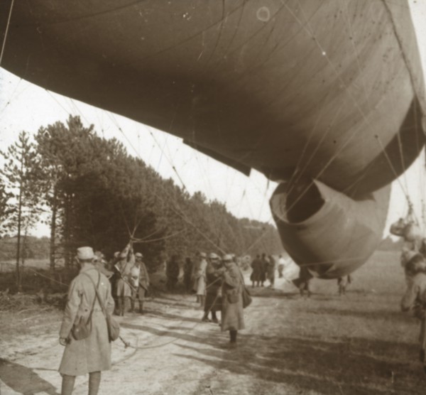 Raising of an observation balloon, Somme, northern France, 1916. Artist: Unknown.