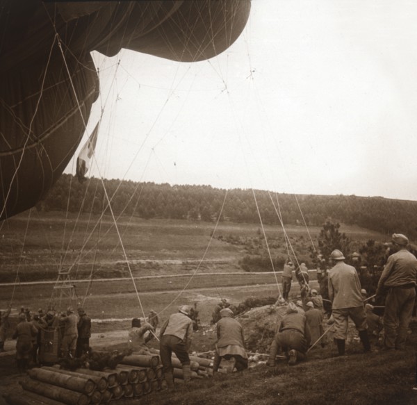Barrage balloon, Genicourt, northern France, c1914-c1918. Artist: Unknown.
