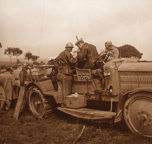 Use of the winch for barrage balloon, Somme, northern France, c1914-c1918.  Artist: Unknown.