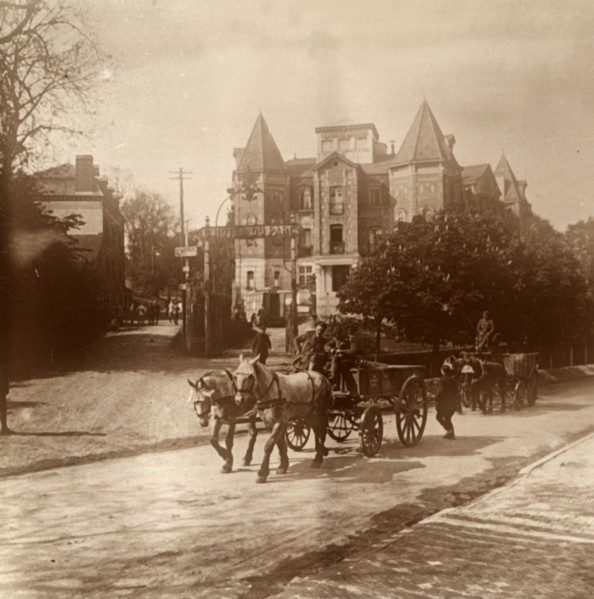 Horse-drawn ambulance, Belgium, c1914-c1918. Artist: Unknown.