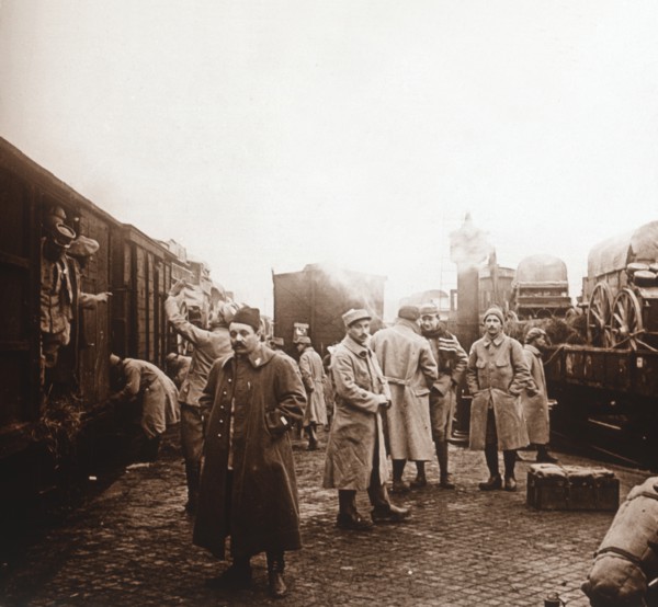 Soldiers going to the Somme, Epernay, northern France, c1914-c1918. Artist: Unknown.