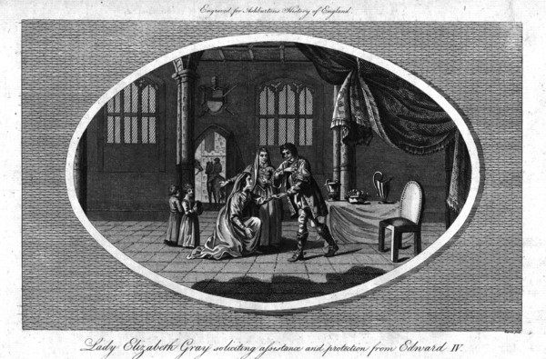 'Lady Elizabeth Gray soliciting assistance and protection from Edward IV', (1793). Creator: Warren.