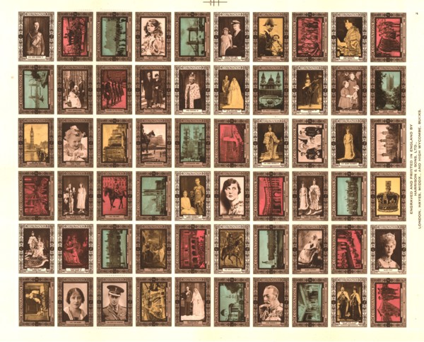 Sheet of 60 Cinderella stamps commemorating King George VI's coronation, 1937. Artist: Unknown.