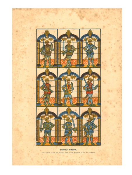 'Painted Window.Two Saxon Earls of Mercia, and Seven Norman Earls of Chester', c1845. Artist: Unknown.