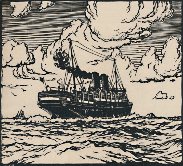 'Steamer at Sea', 1919. Artist: Herbert Kerr Rooke.