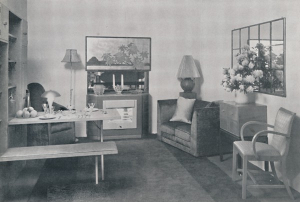 'A dining and sitting room', 1942.  Artist: Unknown.