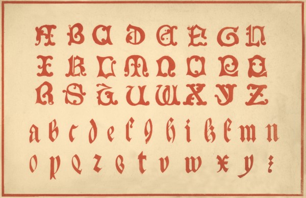 Alphabet, letters A-Z, upper and lower case Artist: Unknown.