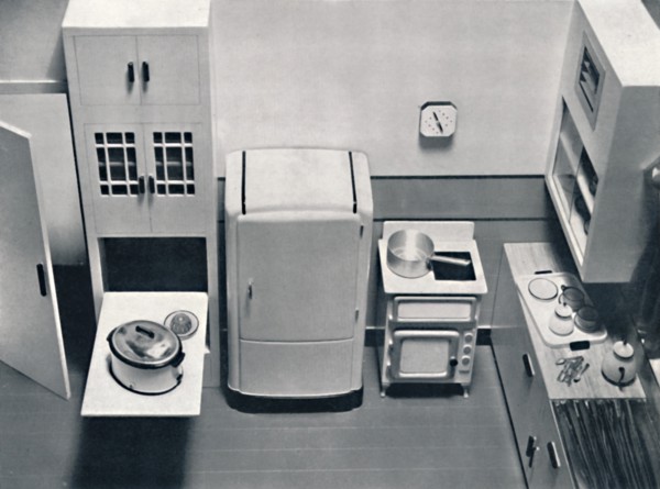 'View of a kitchen, designed by H.M.V. Household Appliances', 1938. Artist: Unknown.