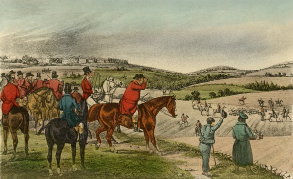 'Mr. Jorrocks telegraphs the Fox', 1838. Artist: Henry Thomas Alken.
