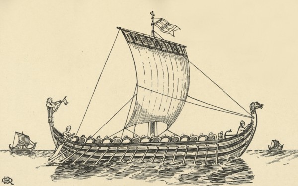 'The Norman Ship (based on the Bayeux Tapestry)', (1931). Artist: Charles Henry Bourne Quennell.