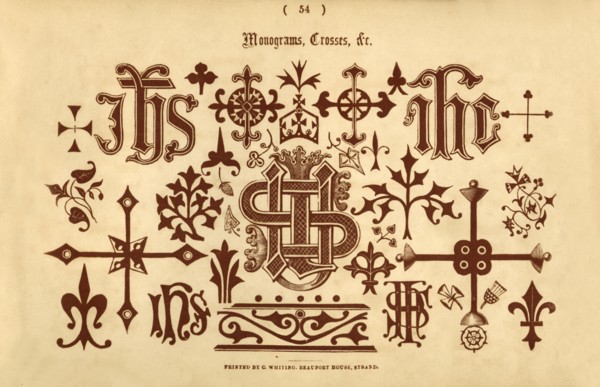 'Monograms, Crosses, &c.', 1862. Artist: Unknown.